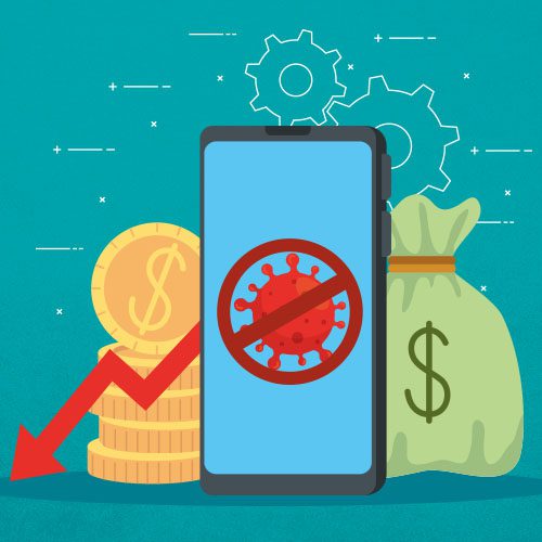Ilustração representa queda de investimentos frente ao novo coronavírus