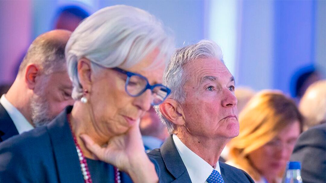 Christine Lagarde e Jerome Powell no Fórum do BCE Fonte: BCE